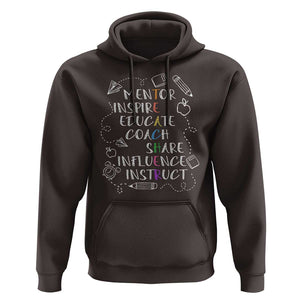 Teacher Mentor Inspire Educate Coach Hoodie TS09 Dark Chocolate Print Your Wear