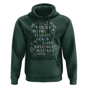 Teacher Mentor Inspire Educate Coach Hoodie TS09 Dark Forest Green Print Your Wear