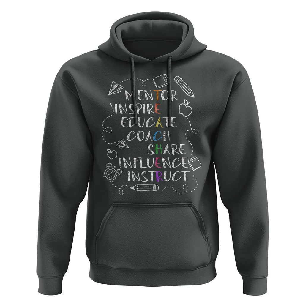 Teacher Mentor Inspire Educate Coach Hoodie TS09 Dark Heather Print Your Wear