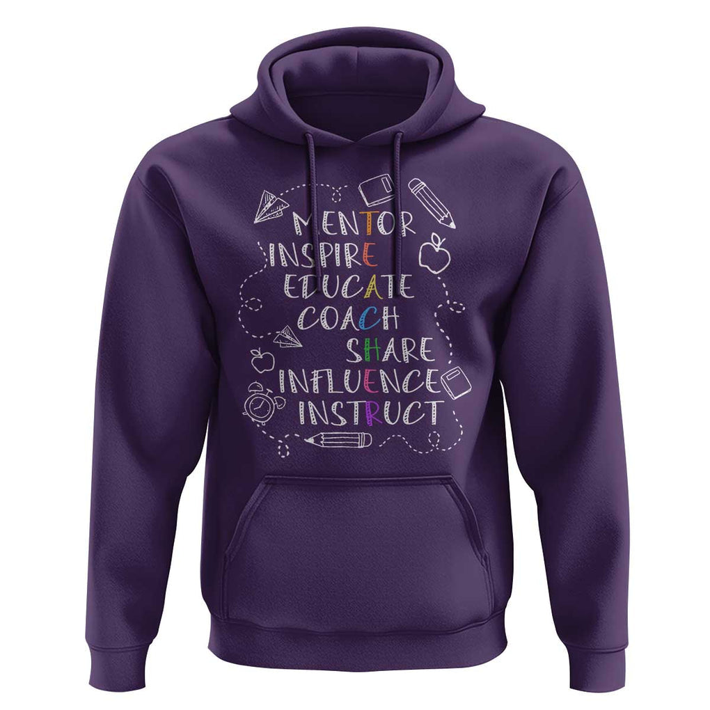 Teacher Mentor Inspire Educate Coach Hoodie TS09 Purple Print Your Wear