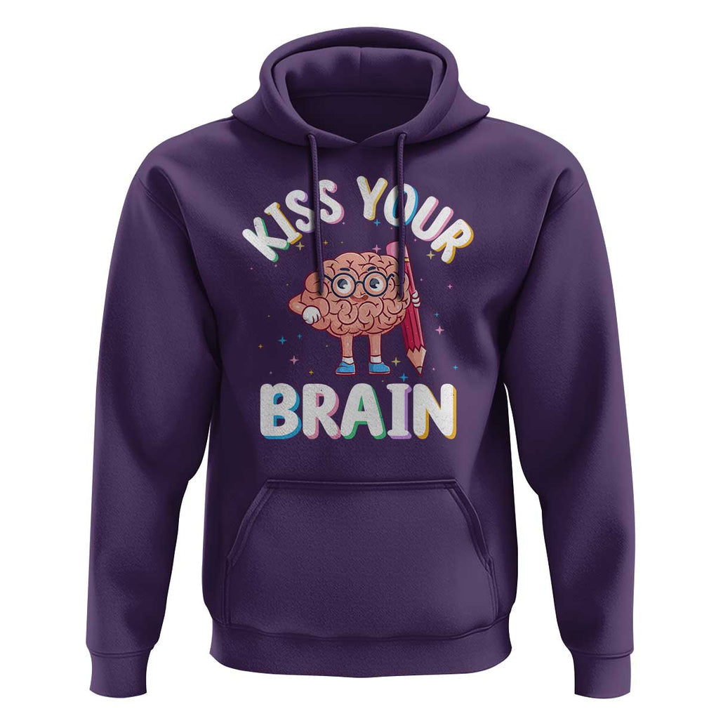 Teacher Hoodie Kiss Your Brain Back To School TS09 Purple Print Your Wear