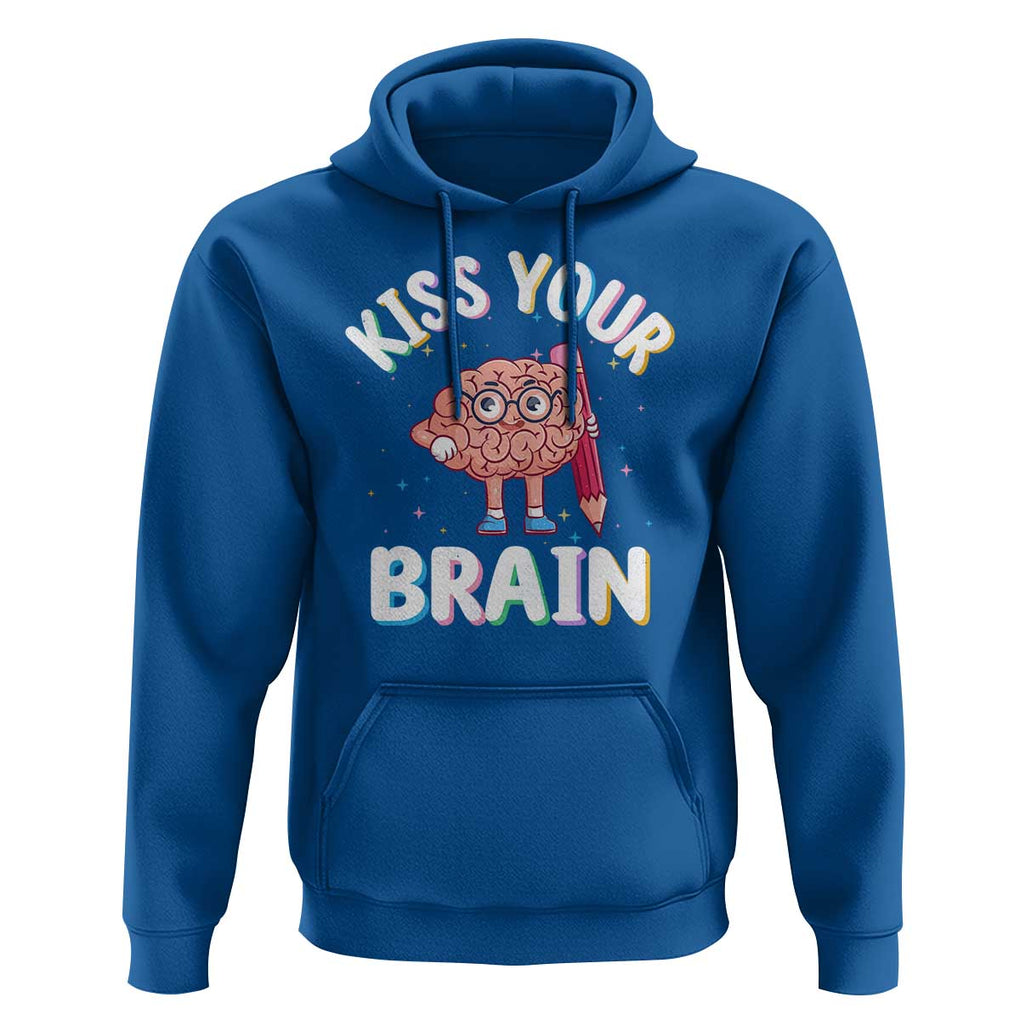 Teacher Hoodie Kiss Your Brain Back To School TS09 Royal Blue Print Your Wear