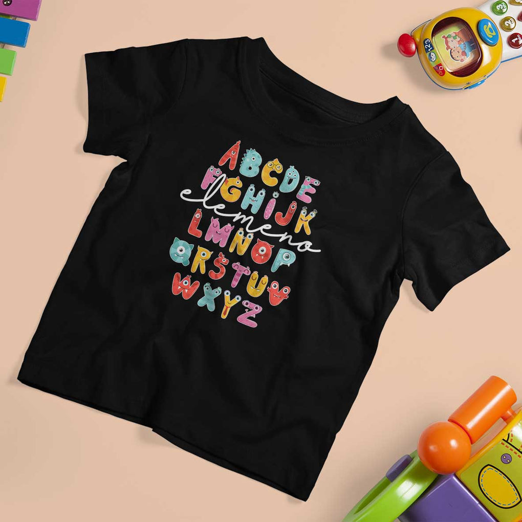 Teacher Alphabet Elemeno Cute Little Monster T Shirt For Kid TS09 Black Print Your Wear