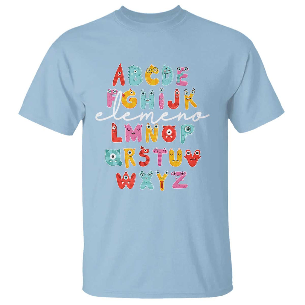 Teacher Alphabet Elemeno Cute Little Monster T Shirt TS09 Light Blue Print Your Wear
