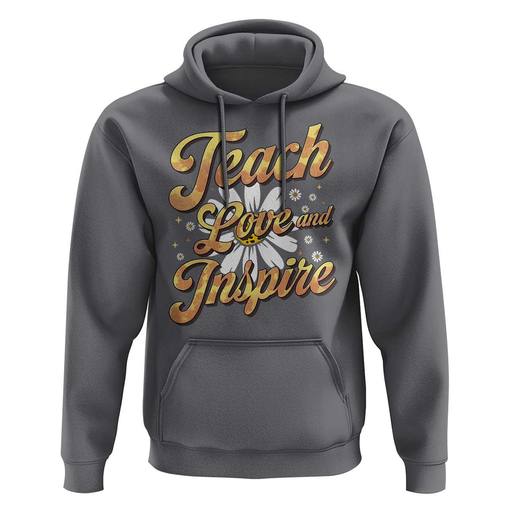 Teacher Hoodie Teach Love Inspire Back To School TS09 Charcoal Print Your Wear