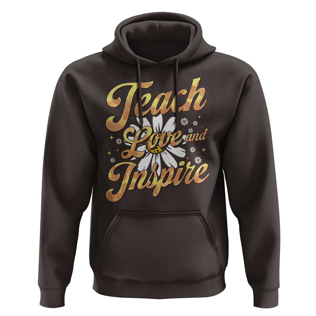 Teacher Hoodie Teach Love Inspire Back To School TS09 Dark Chocolate Print Your Wear