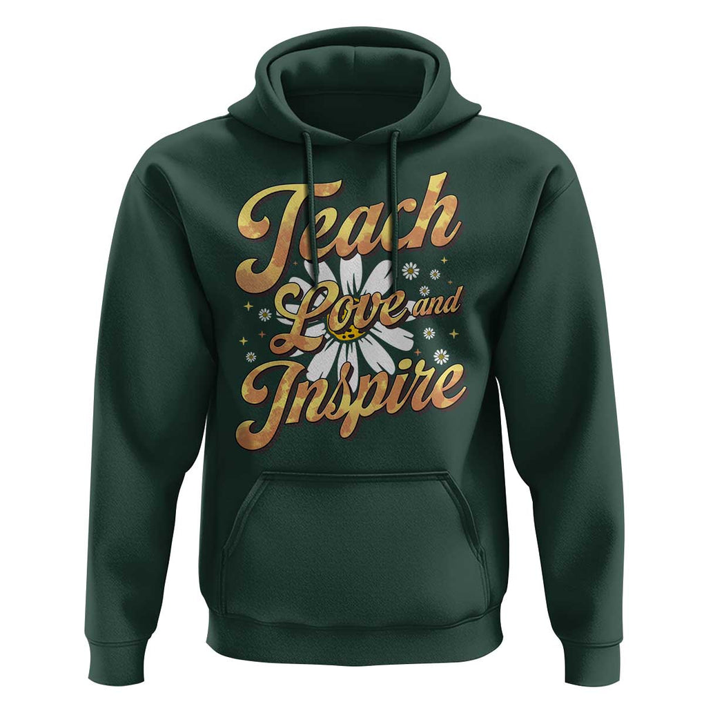 Teacher Hoodie Teach Love Inspire Back To School TS09 Dark Forest Green Print Your Wear
