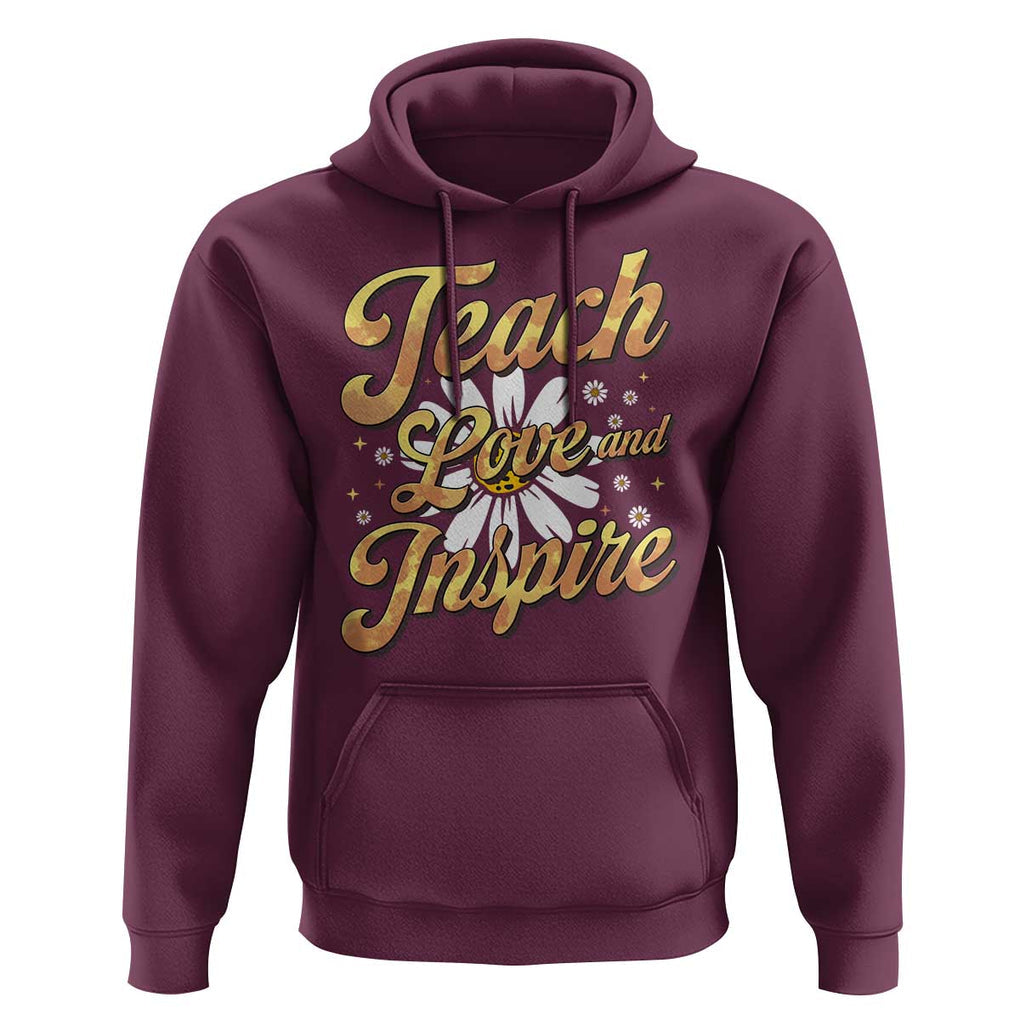 Teacher Hoodie Teach Love Inspire Back To School TS09 Maroon Print Your Wear