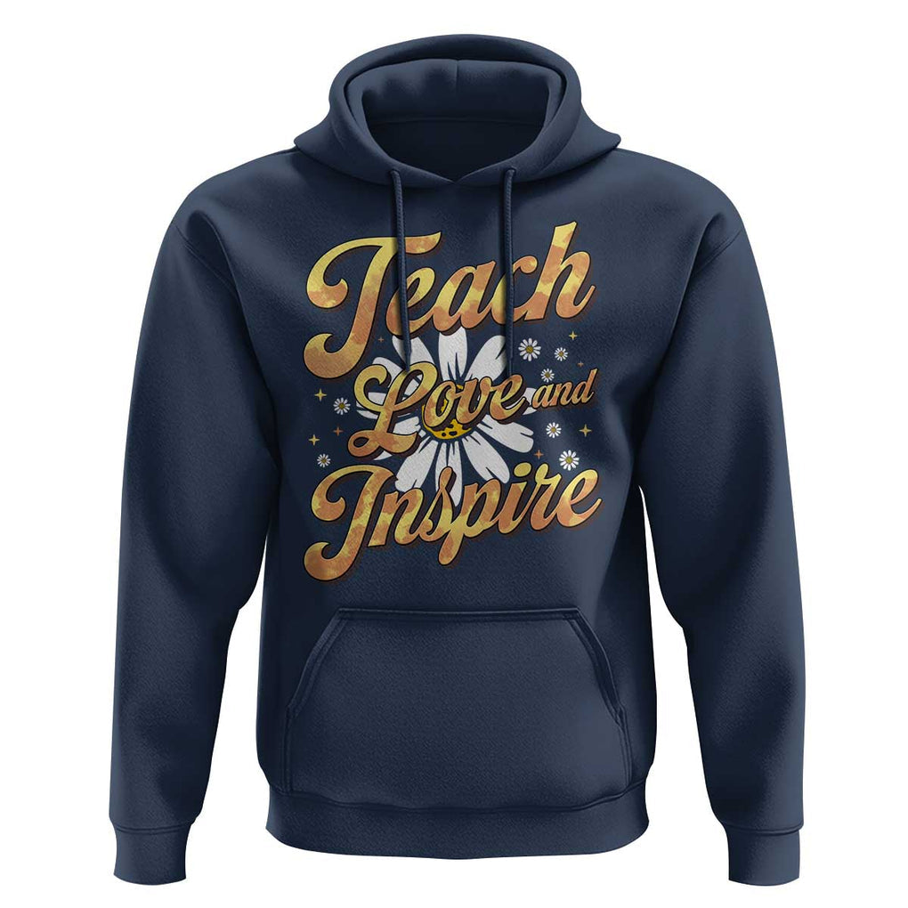 Teacher Hoodie Teach Love Inspire Back To School TS09 Navy Print Your Wear