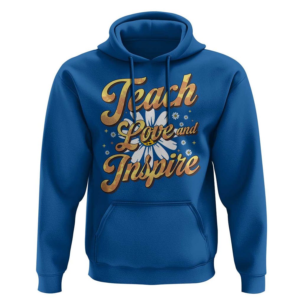 Teacher Hoodie Teach Love Inspire Back To School TS09 Royal Blue Print Your Wear