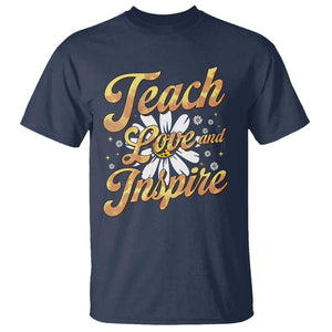Teacher T Shirt Teach Love Inspire Back To School TS09 Navy Print Your Wear