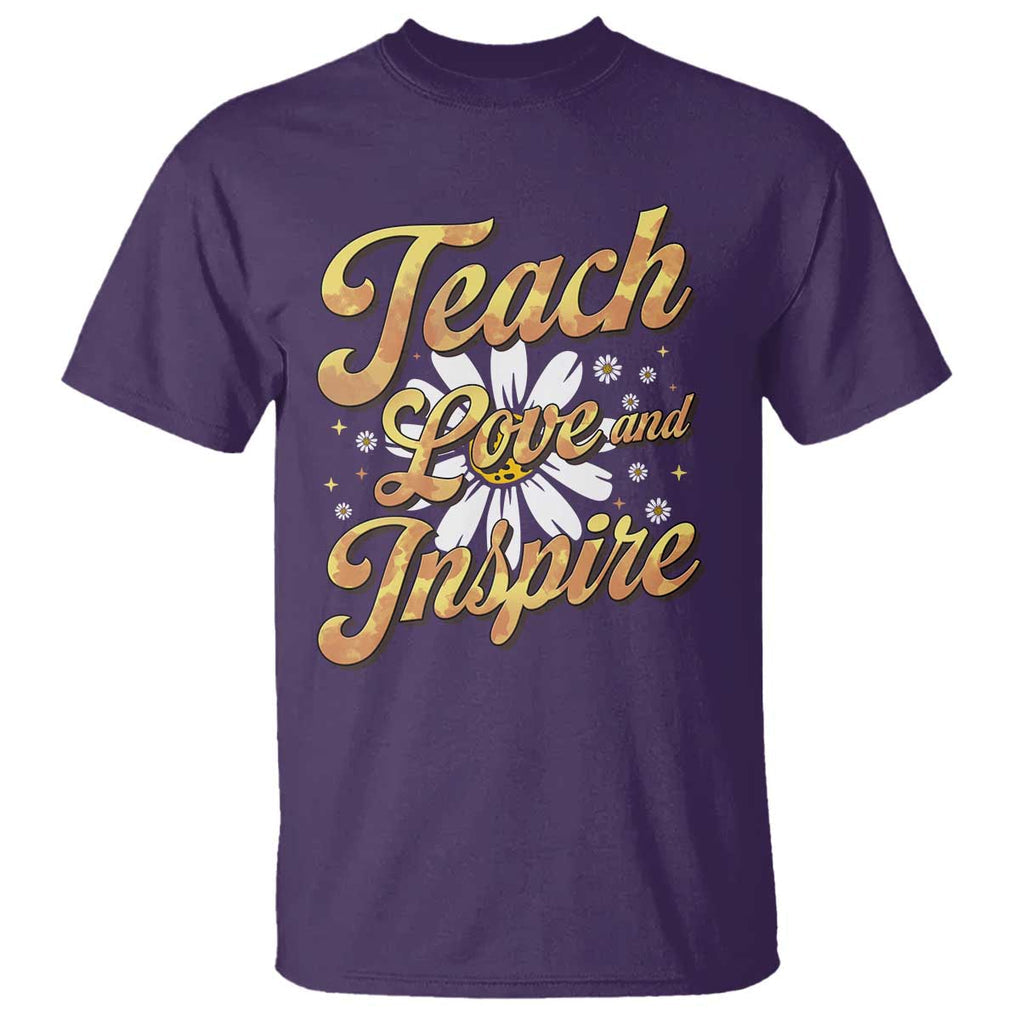 Teacher T Shirt Teach Love Inspire Back To School TS09 Purple Print Your Wear