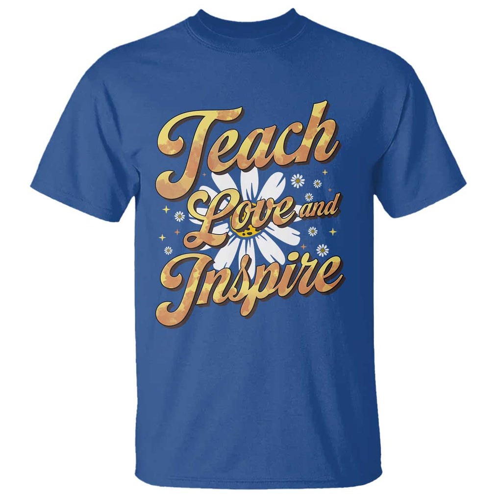 Teacher T Shirt Teach Love Inspire Back To School TS09 Royal Blue Print Your Wear