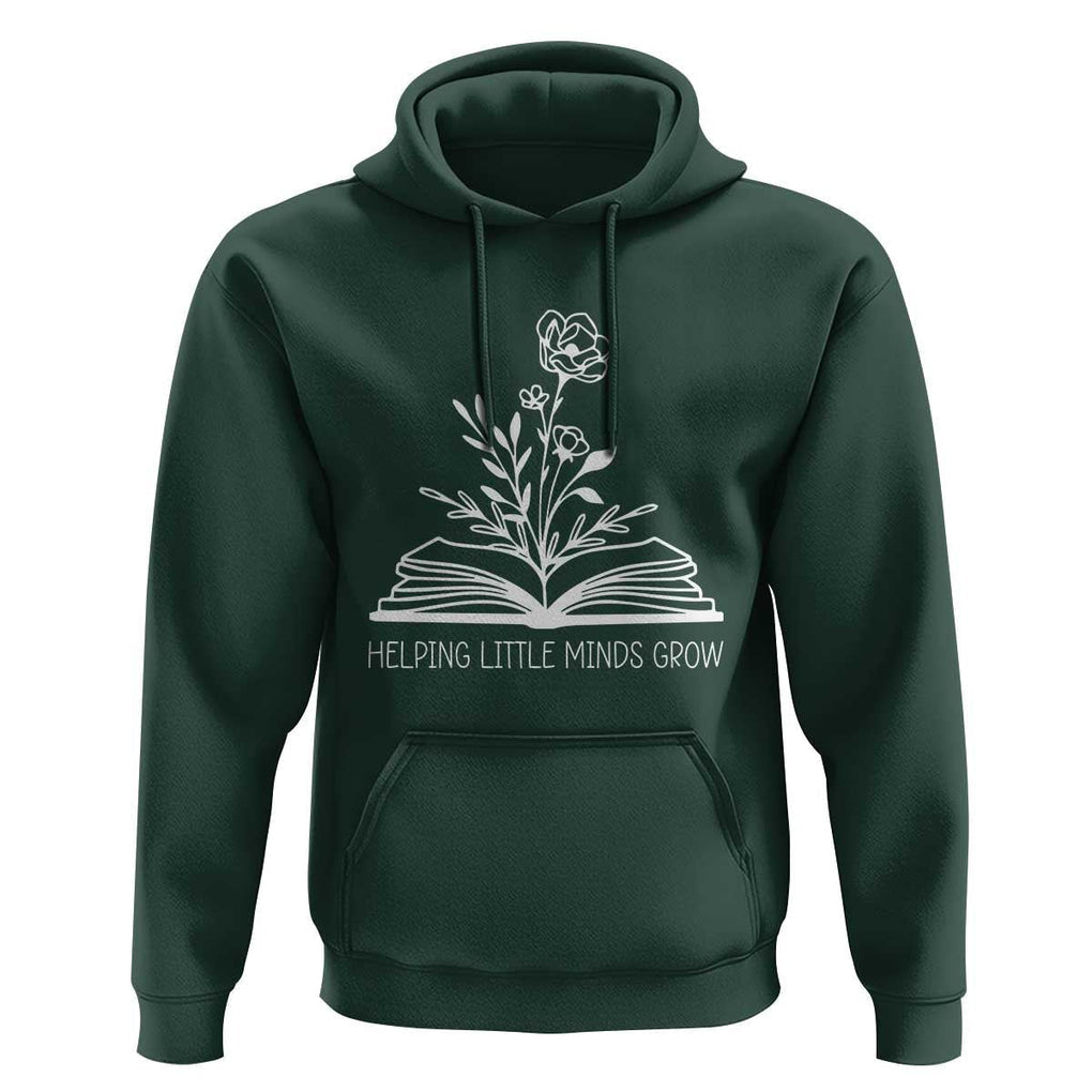 Teacher Hoodie Helping Little Minds Grow Back To School TS09 Dark Forest Green Print Your Wear