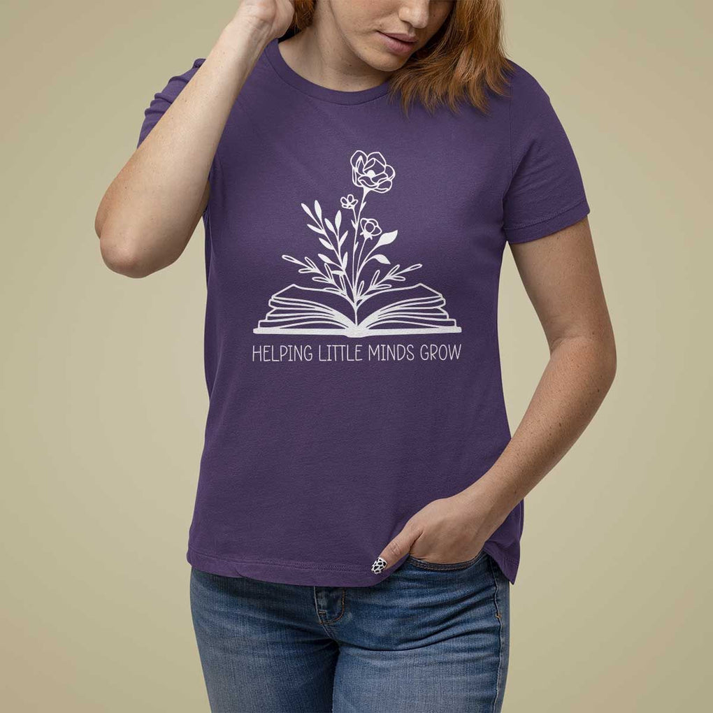 Teacher T Shirt For Women Helping Little Minds Grow Back To School TS09 Purple Print Your Wear