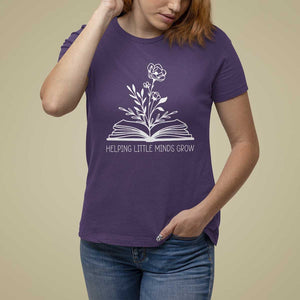 Teacher T Shirt For Women Helping Little Minds Grow Back To School TS09 Purple Print Your Wear