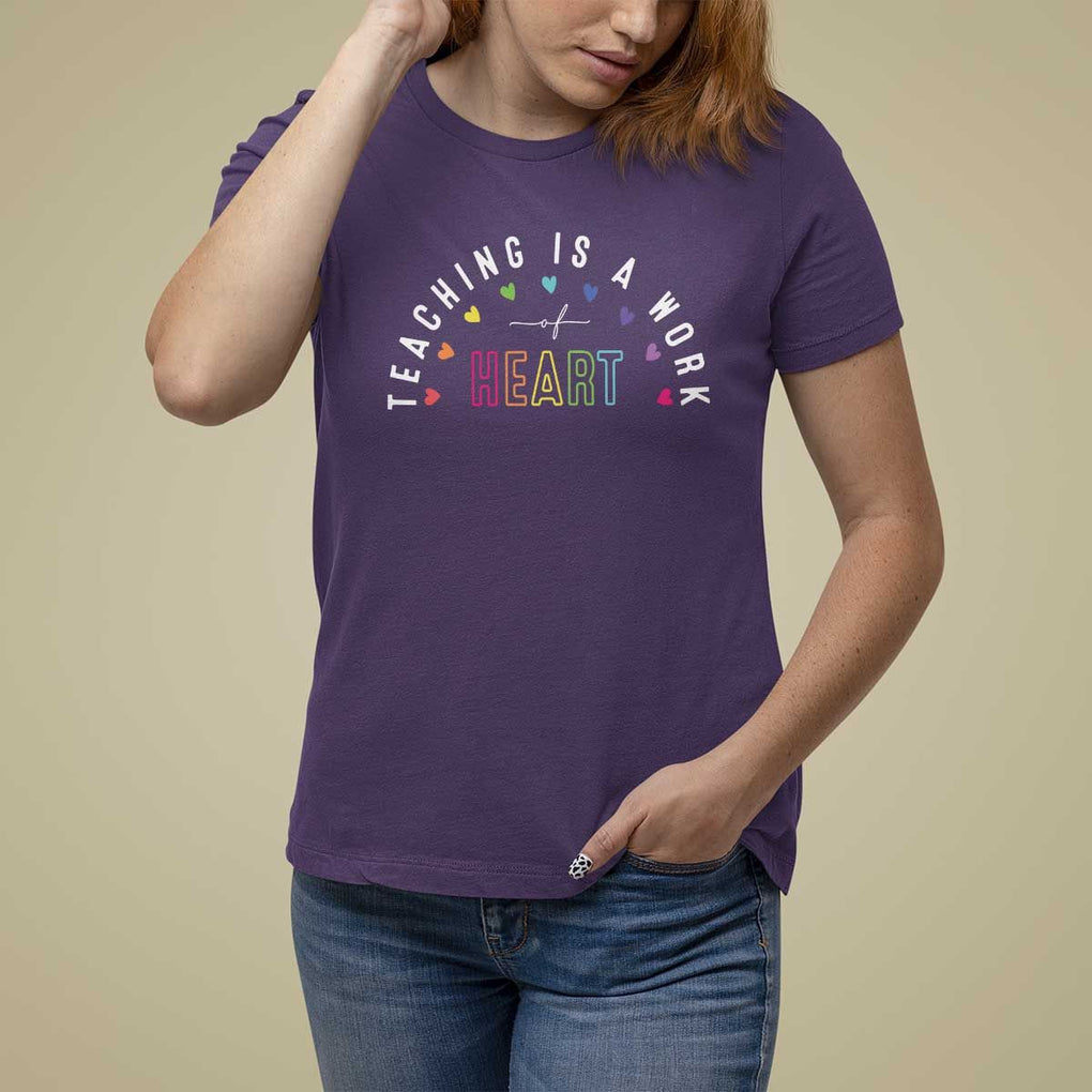 Teacher T Shirt For Women Teaching Is A Work Of Heart TS09 Purple Print Your Wear