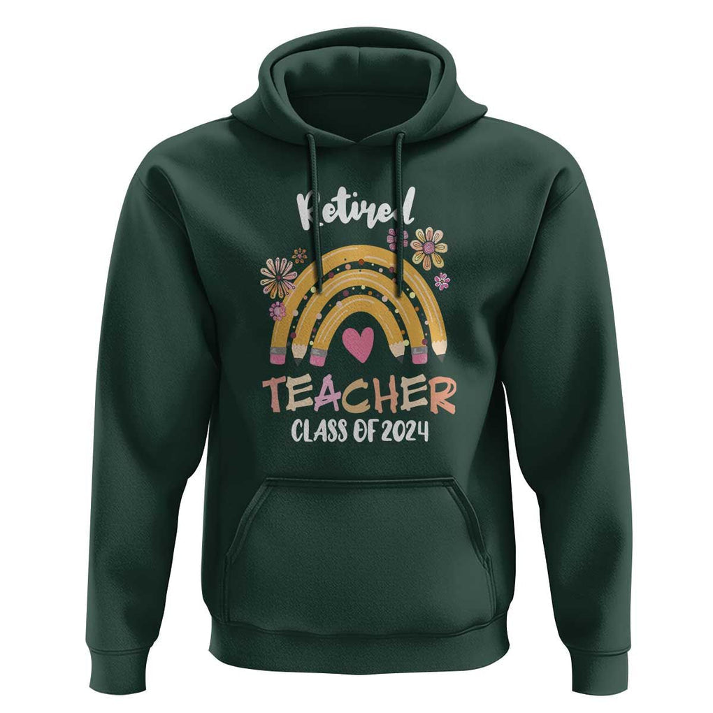 Retired Teacher Hoodie Class Of 2024 Retirement TS09 Dark Forest Green Print Your Wear
