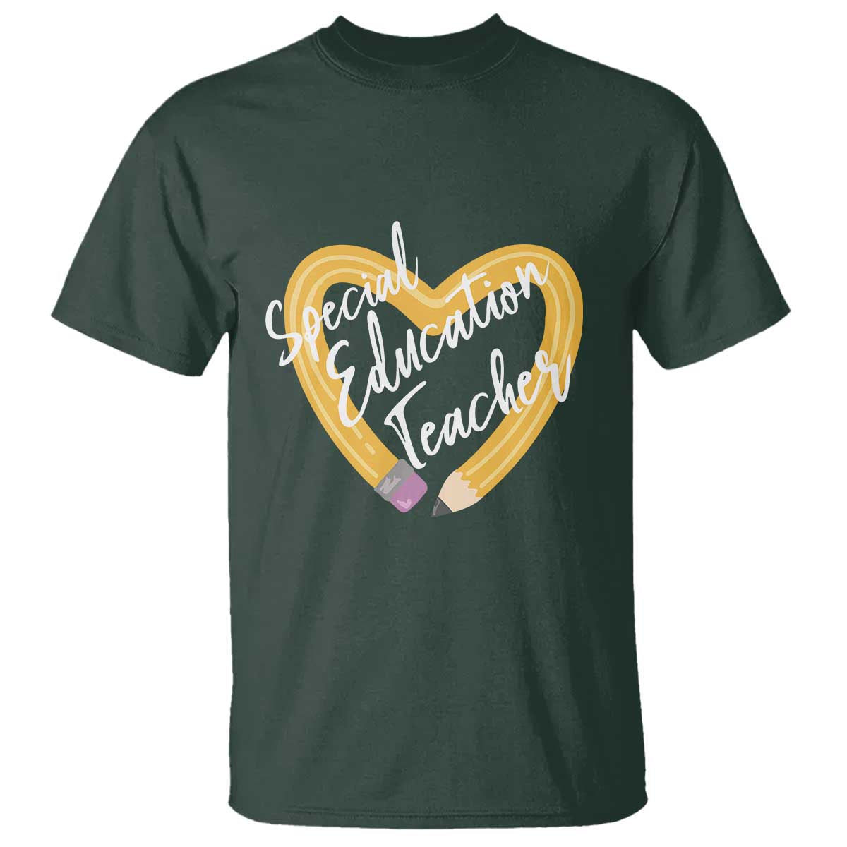 Special Education Teacher Teach Them Love Them Autism ADHD T Shirt TS09 Dark Forest Green Print Your Wear