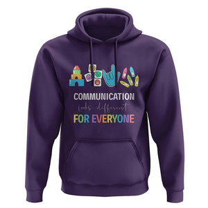 Special Education Teacher Hoodie Communication Looks Different For Everyone TS09 Purple Print Your Wear