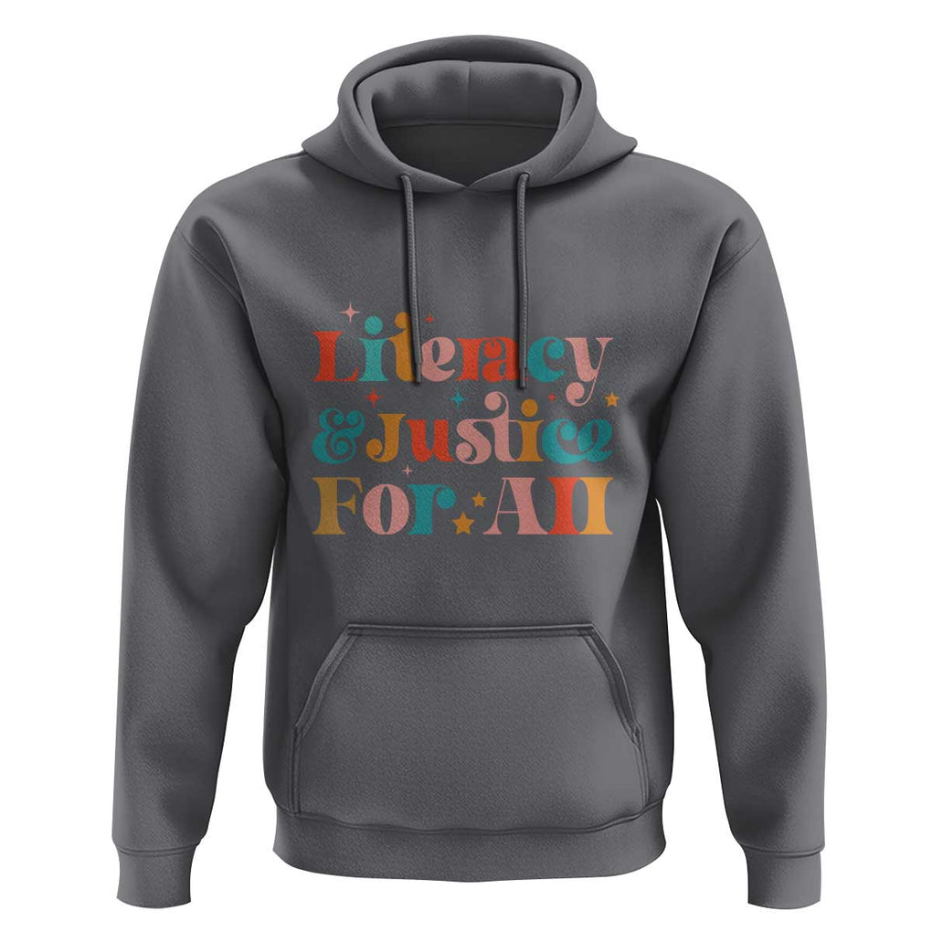 Librarian Hoodie Literacy Justice For All TS09 Charcoal Print Your Wear