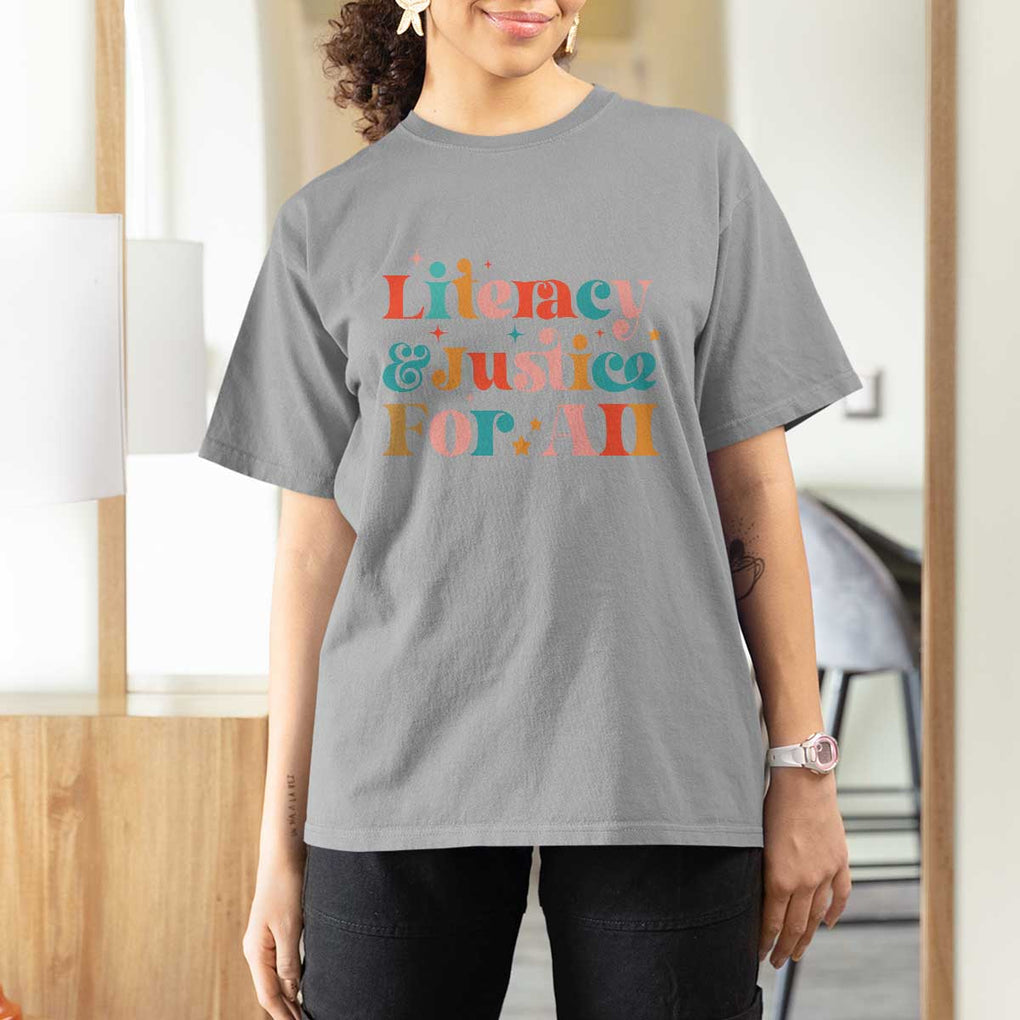 Librarian T Shirt For Women Literacy Justice For All TS09 Sport Gray Print Your Wear