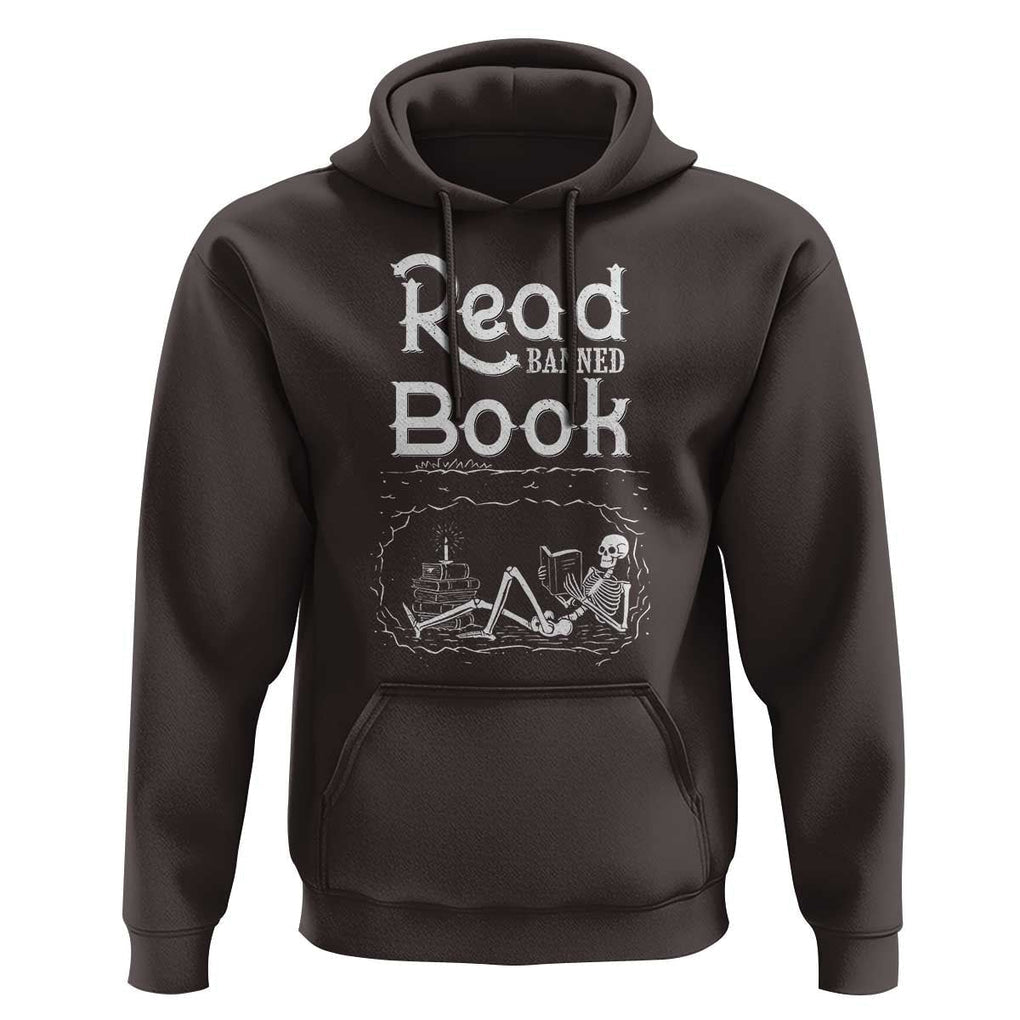 Funny Book Lover Hoodie Read Banned Books Skeleton TS09 Dark Chocolate Print Your Wear