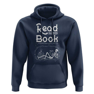 Funny Book Lover Hoodie Read Banned Books Skeleton TS09 Navy Print Your Wear