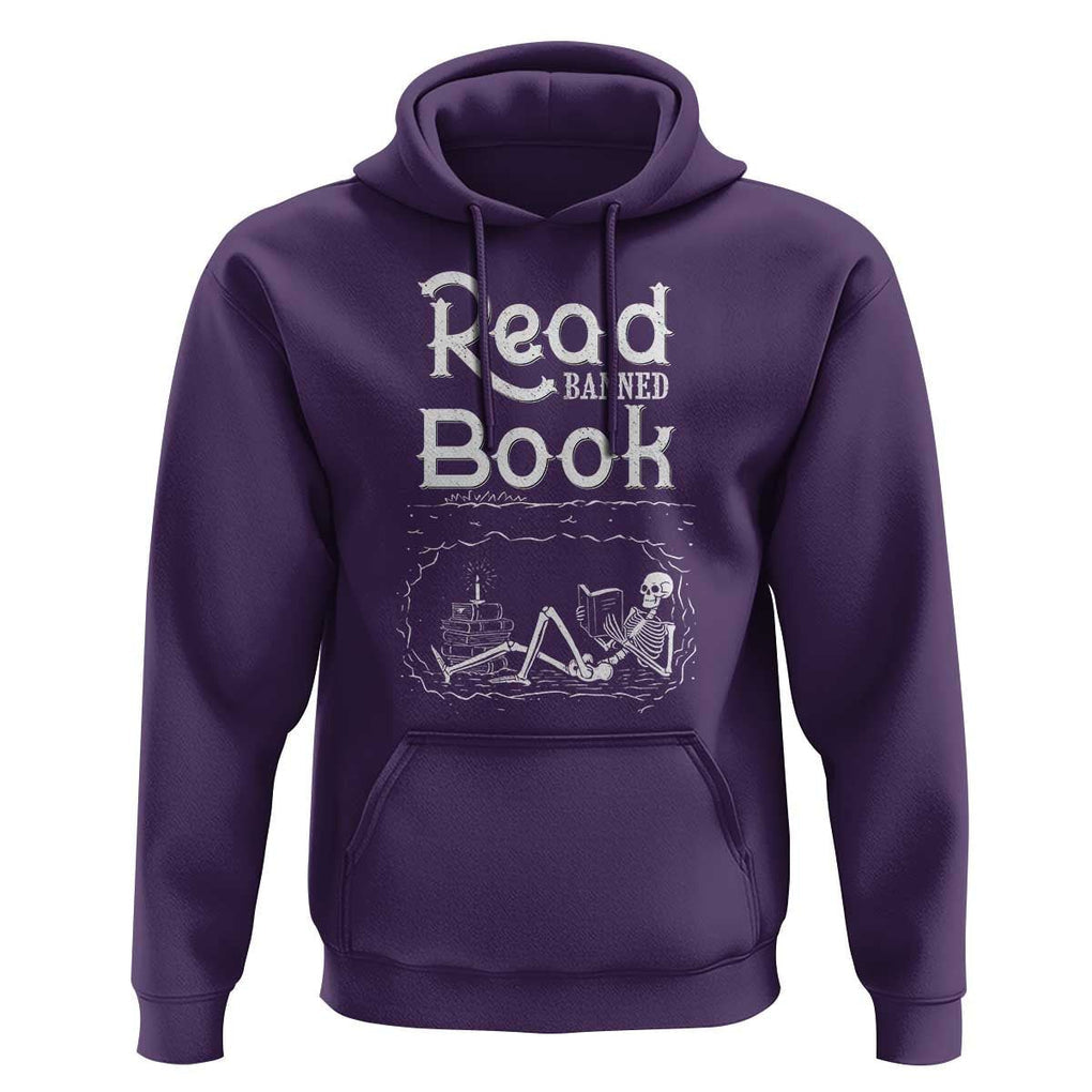 Funny Book Lover Hoodie Read Banned Books Skeleton TS09 Purple Print Your Wear