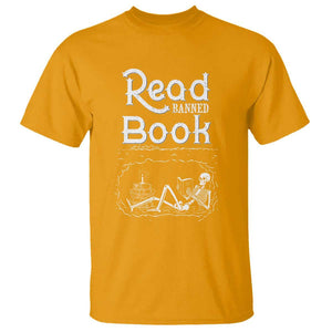 Funny Book Lover T Shirt Read Banned Books Skeleton TS09 Gold Print Your Wear