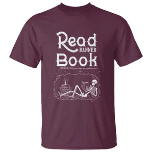 Funny Book Lover T Shirt Read Banned Books Skeleton TS09 Maroon Print Your Wear
