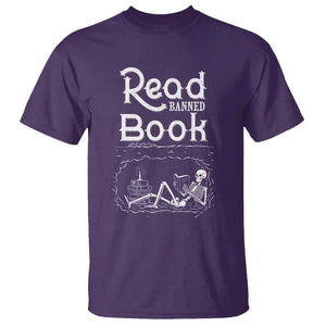 Funny Book Lover T Shirt Read Banned Books Skeleton TS09 Purple Print Your Wear