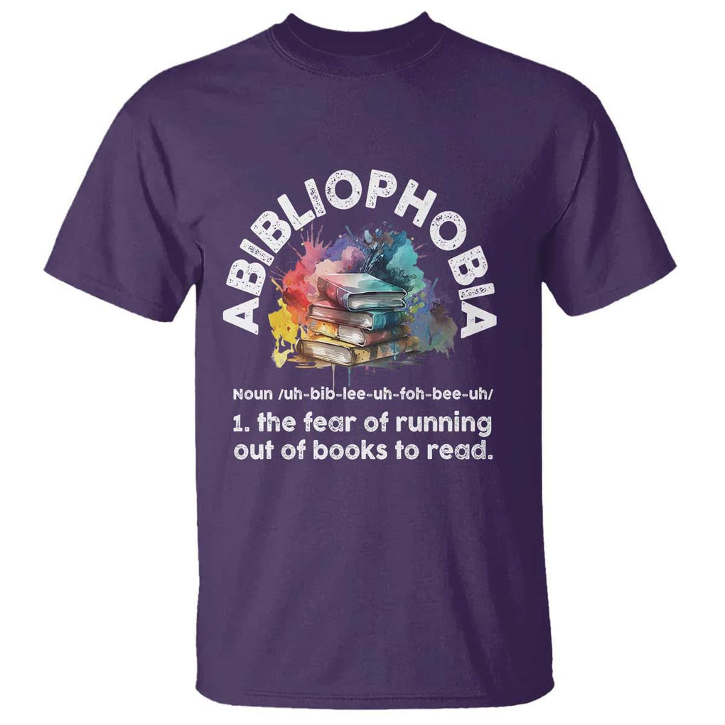 Funny Book Lover T Shirt Abibliophobia The Fear Of Running Out Of The Books To Read TS09 Purple Print Your Wear