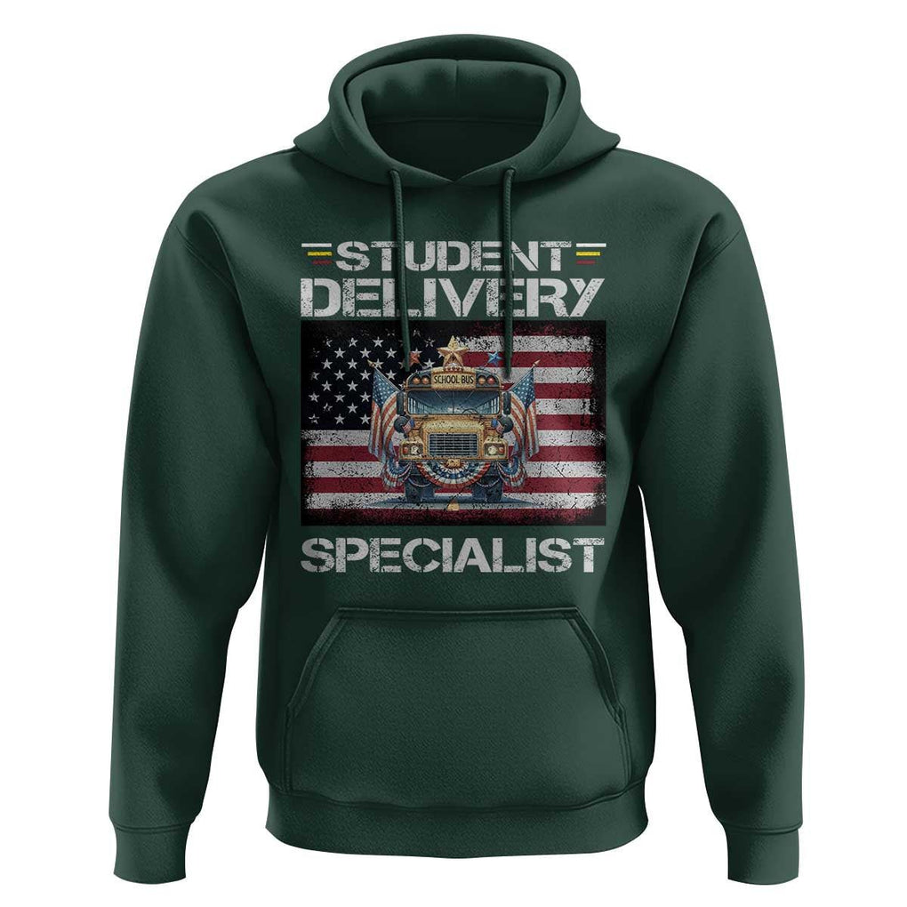 School Bus Driver Hoodie Student Delivery Specialist American Flag TS09 Dark Forest Green Print Your Wear