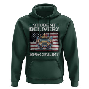 School Bus Driver Hoodie Student Delivery Specialist American Flag TS09 Dark Forest Green Print Your Wear