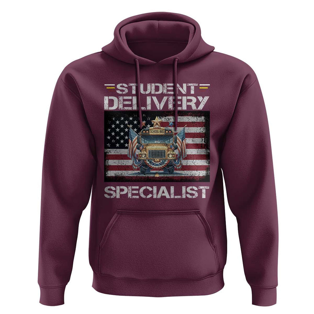 School Bus Driver Hoodie Student Delivery Specialist American Flag TS09 Maroon Print Your Wear