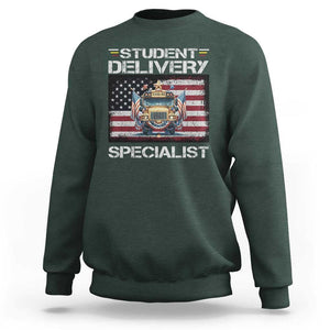 School Bus Driver Sweatshirt Student Delivery Specialist American Flag TS09 Dark Forest Green Print Your Wear