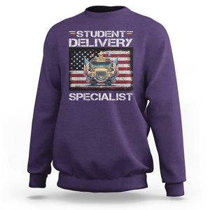 School Bus Driver Sweatshirt Student Delivery Specialist American Flag TS09 Purple Print Your Wear