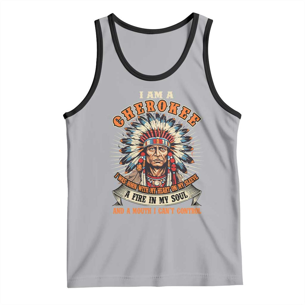 Native American Cherokee Tank Top A Fire In My Soul And A Mouth I Can't Control Indigenous TS09 Athletic Heather Black Print Your Wear