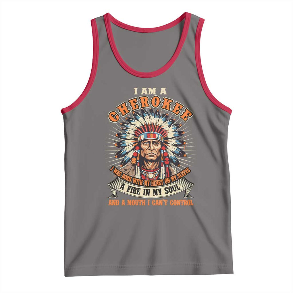 Native American Cherokee Tank Top A Fire In My Soul And A Mouth I Can't Control Indigenous TS09 Deep Heather Red Print Your Wear