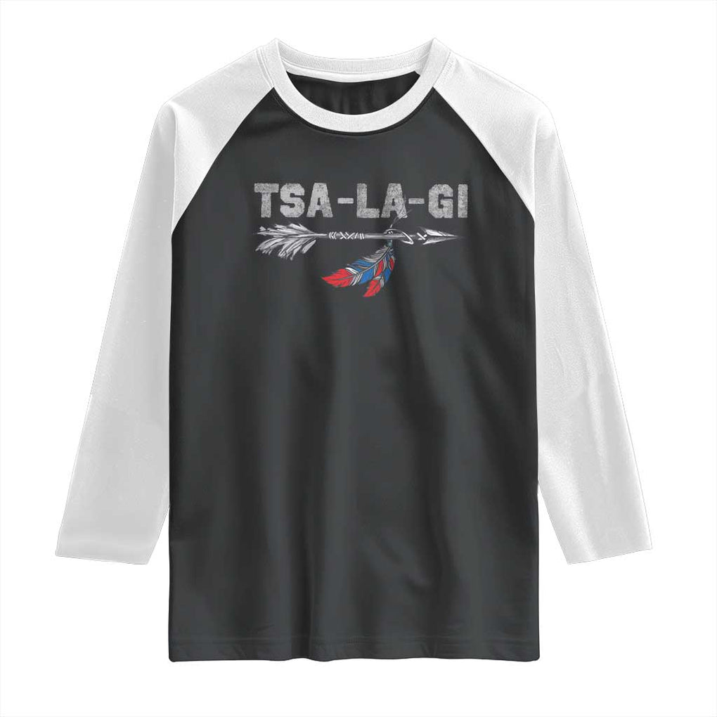 Native American Cherokee Tsalagi Raglan Shirt TS09 Black White Print Your Wear