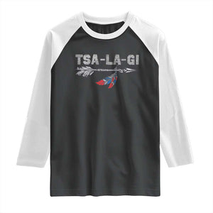 Native American Cherokee Tsalagi Raglan Shirt TS09 Black White Print Your Wear