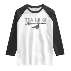Native American Cherokee Tsalagi Raglan Shirt TS09 White Black Print Your Wear