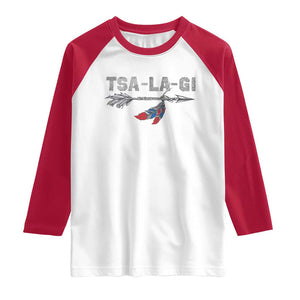 Native American Cherokee Tsalagi Raglan Shirt TS09 White Red Print Your Wear