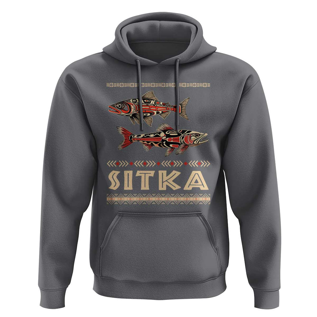 Native American Alaska Hoodie Sitka Salmon Fishermen Art TS09 Charcoal Print Your Wear