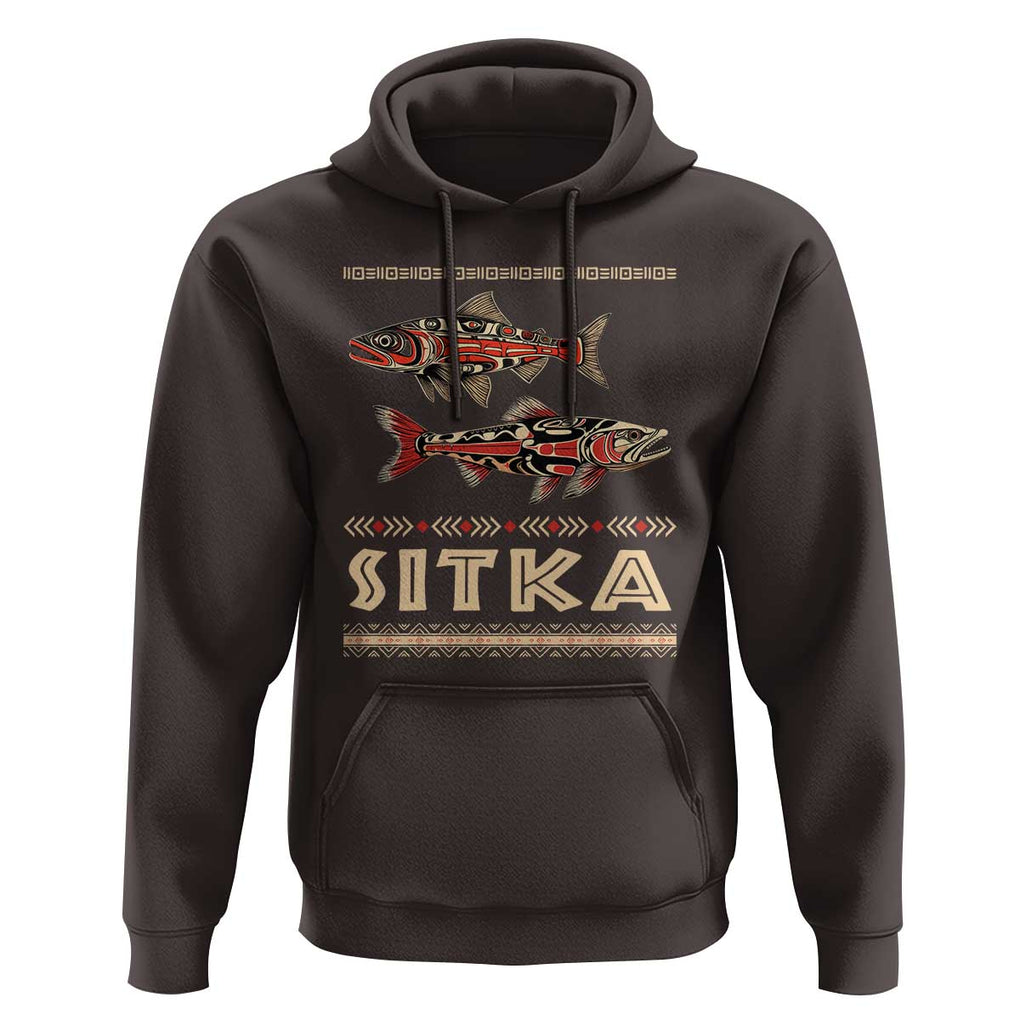 Native American Alaska Hoodie Sitka Salmon Fishermen Art TS09 Dark Chocolate Print Your Wear