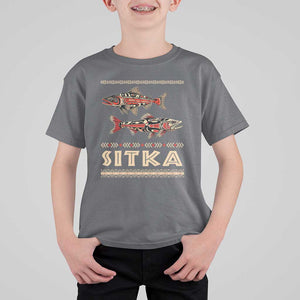 Native American Alaska T Shirt For Kid Sitka Salmon Fishermen Art TS09 Charcoal Print Your Wear