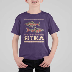 Native American Alaska T Shirt For Kid Sitka Salmon Fishermen Art TS09 Purple Print Your Wear