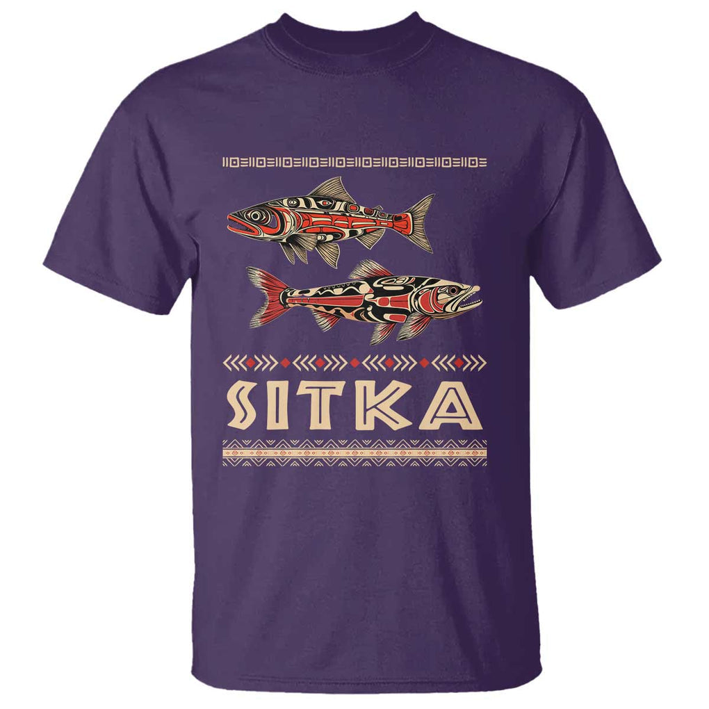 Native American Alaska T Shirt Sitka Salmon Fishermen Art TS09 Purple Print Your Wear