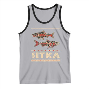 Native American Alaska Tank Top Sitka Salmon Fishermen Art TS09 Athletic Heather Black Print Your Wear